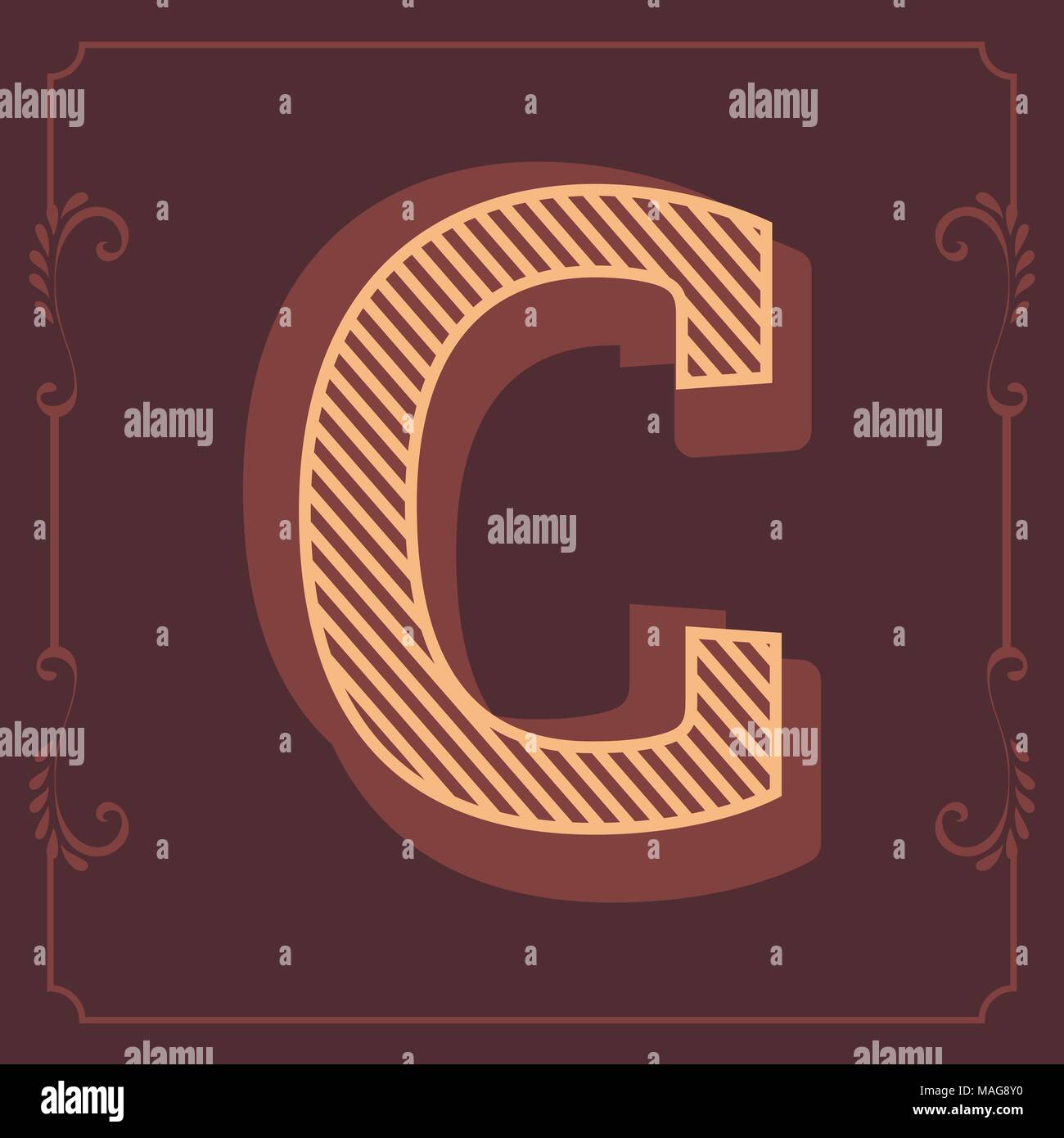 English alphabet ABC and numbers in attractive vintage design letters ...