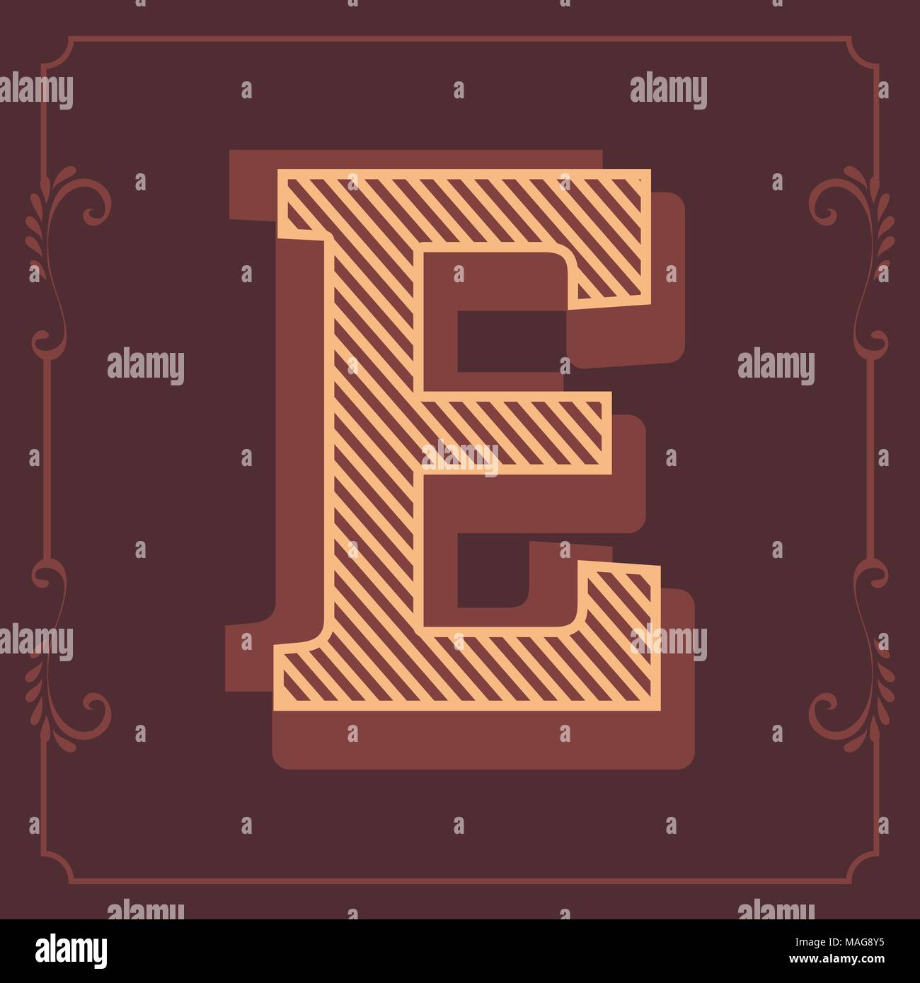 English Alphabet Abc And Numbers In Attractive Vintage Design Letters Individually By Every Letter Separate In A Frame Stock Vector Image Art Alamy