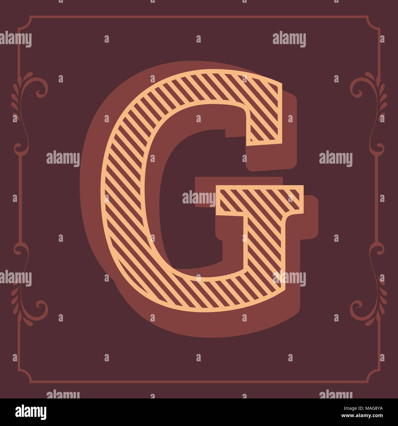 English letters and numbers in attractive designer vintage frame in