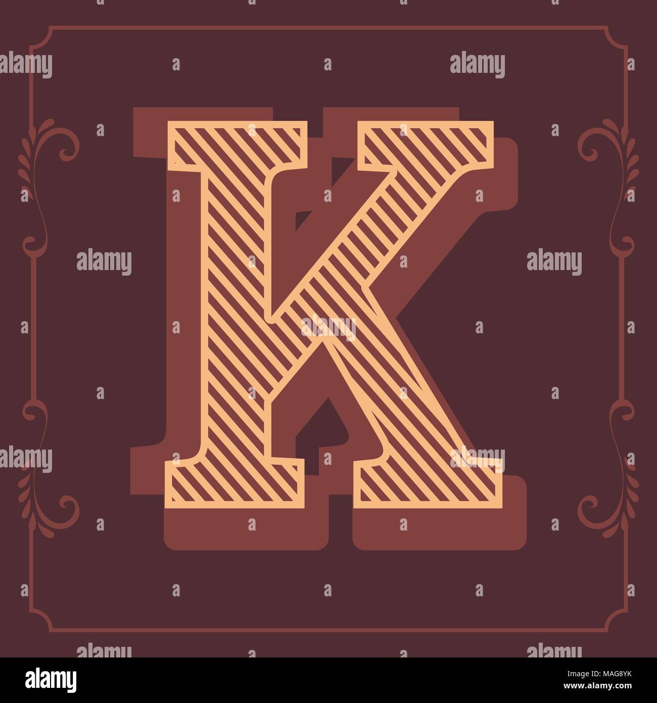 English letters and numbers in attractive designer vintage frame in