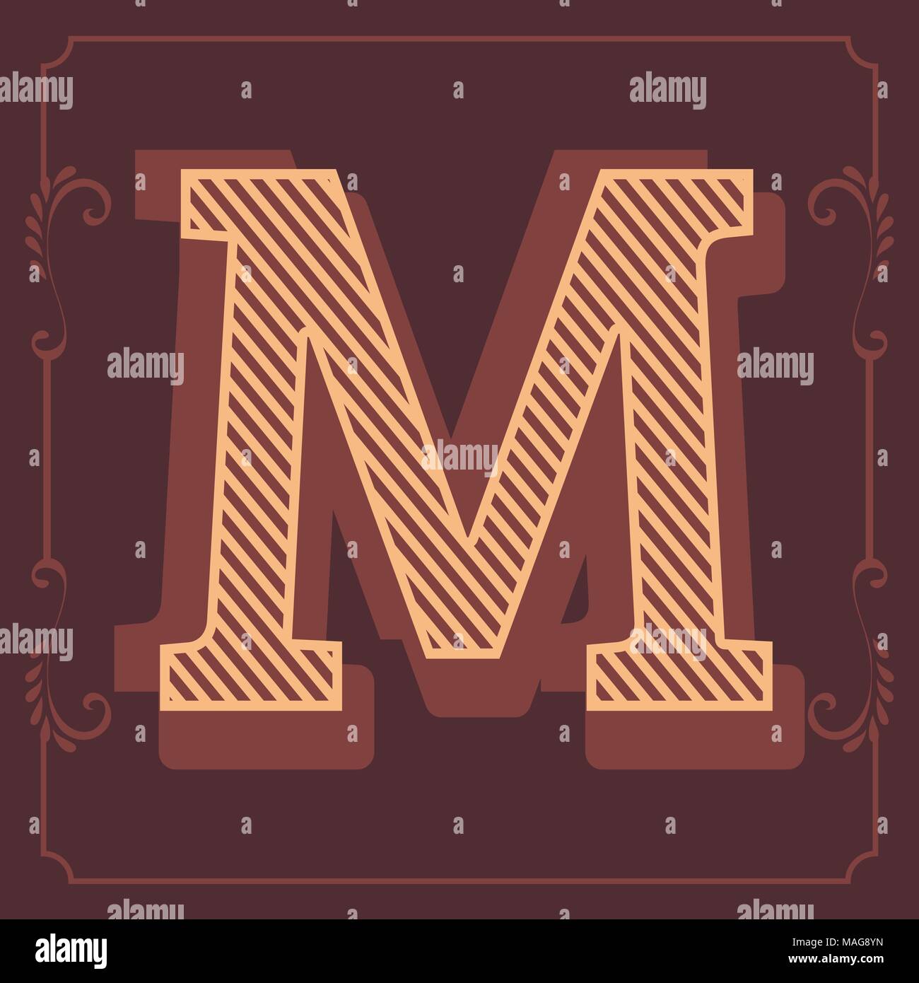 English letters and numbers in attractive designer vintage frame in