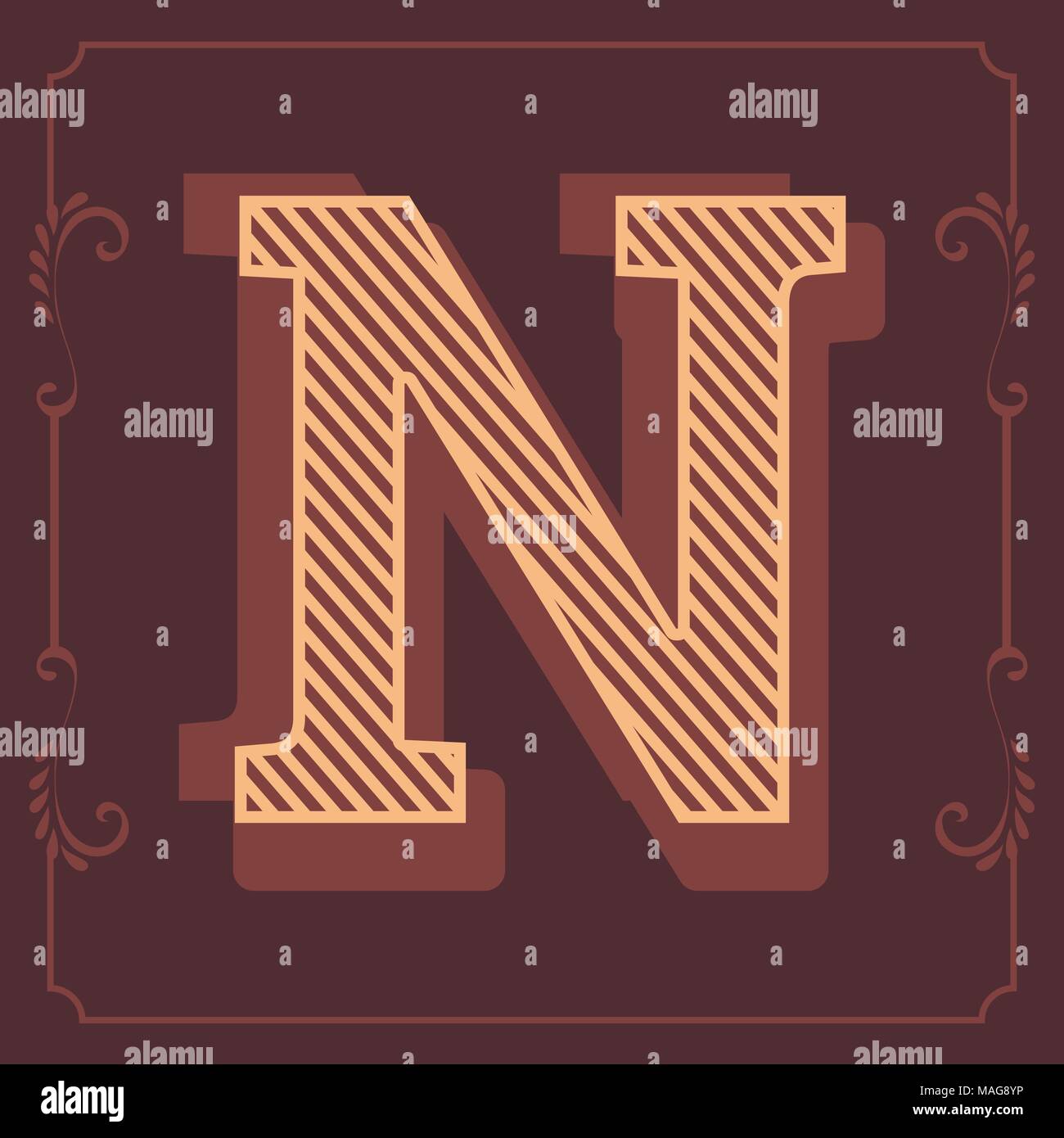 English letters and numbers in attractive designer vintage frame in