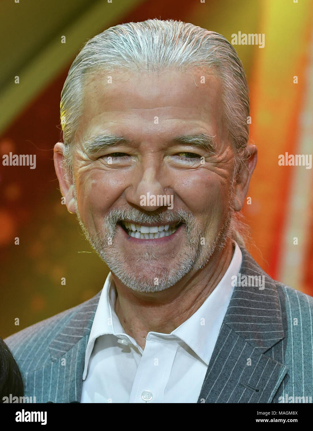 24 March 2018, Germany, Hof: The actor Patrick Duffy at the great ZDF  (German TV broadcaster) gala 'Willkommen bei Carmen Nebel' (lit. welcome to  Carmen Nebel) at the Freiheitshalle Hof. The show