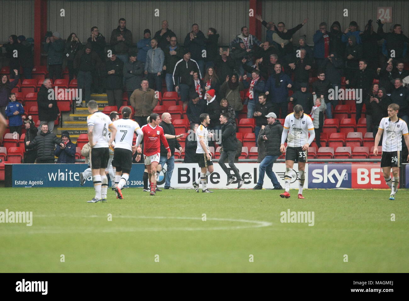Crewe, Cheshire, UK. 2nd April, 2018. Unsavoury scenes at The Alexandra