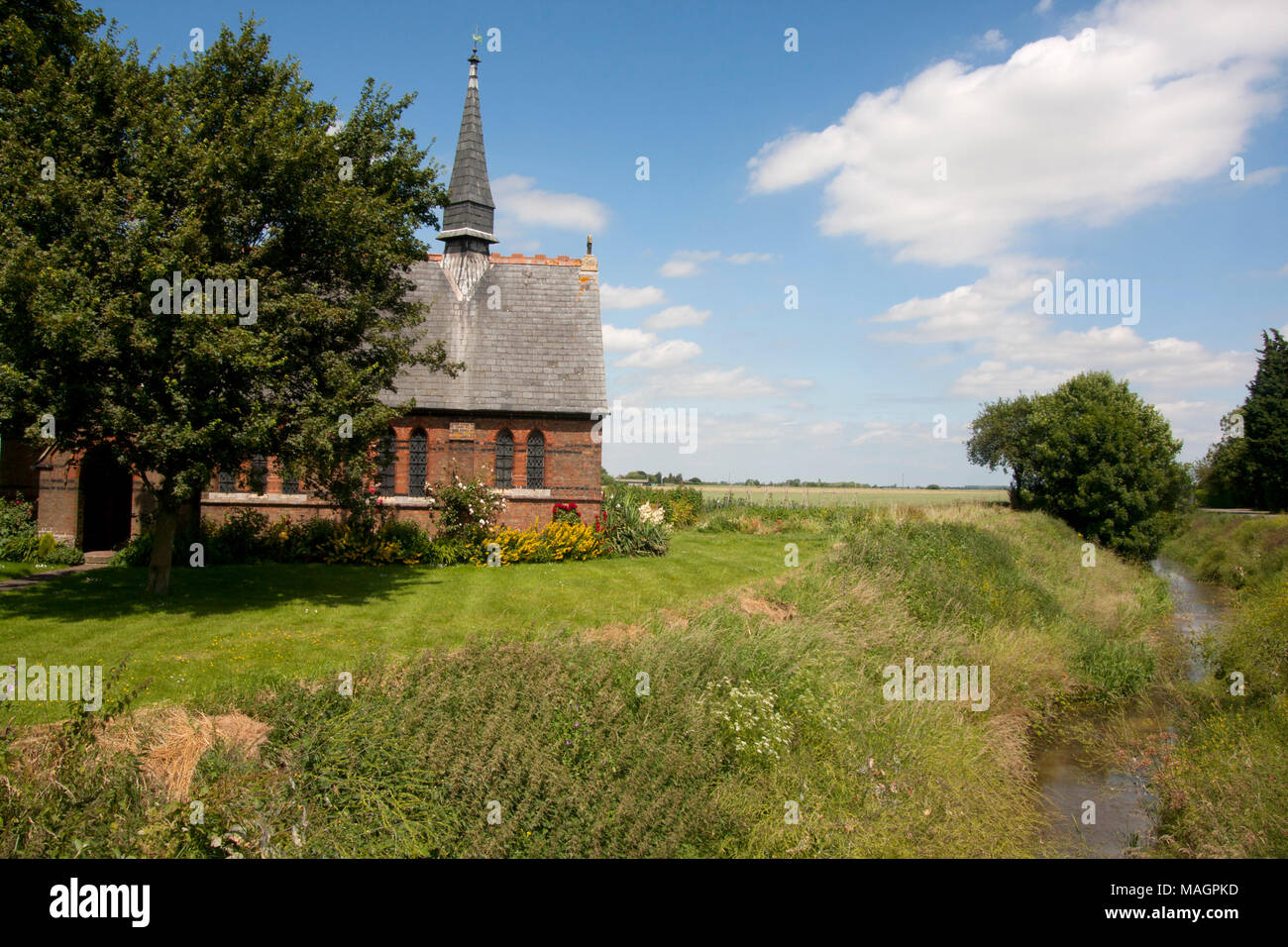 St Polycarp's chapel, Holbeach Drove, Great Postland Fens, Lincolnshire, England Stock Photo