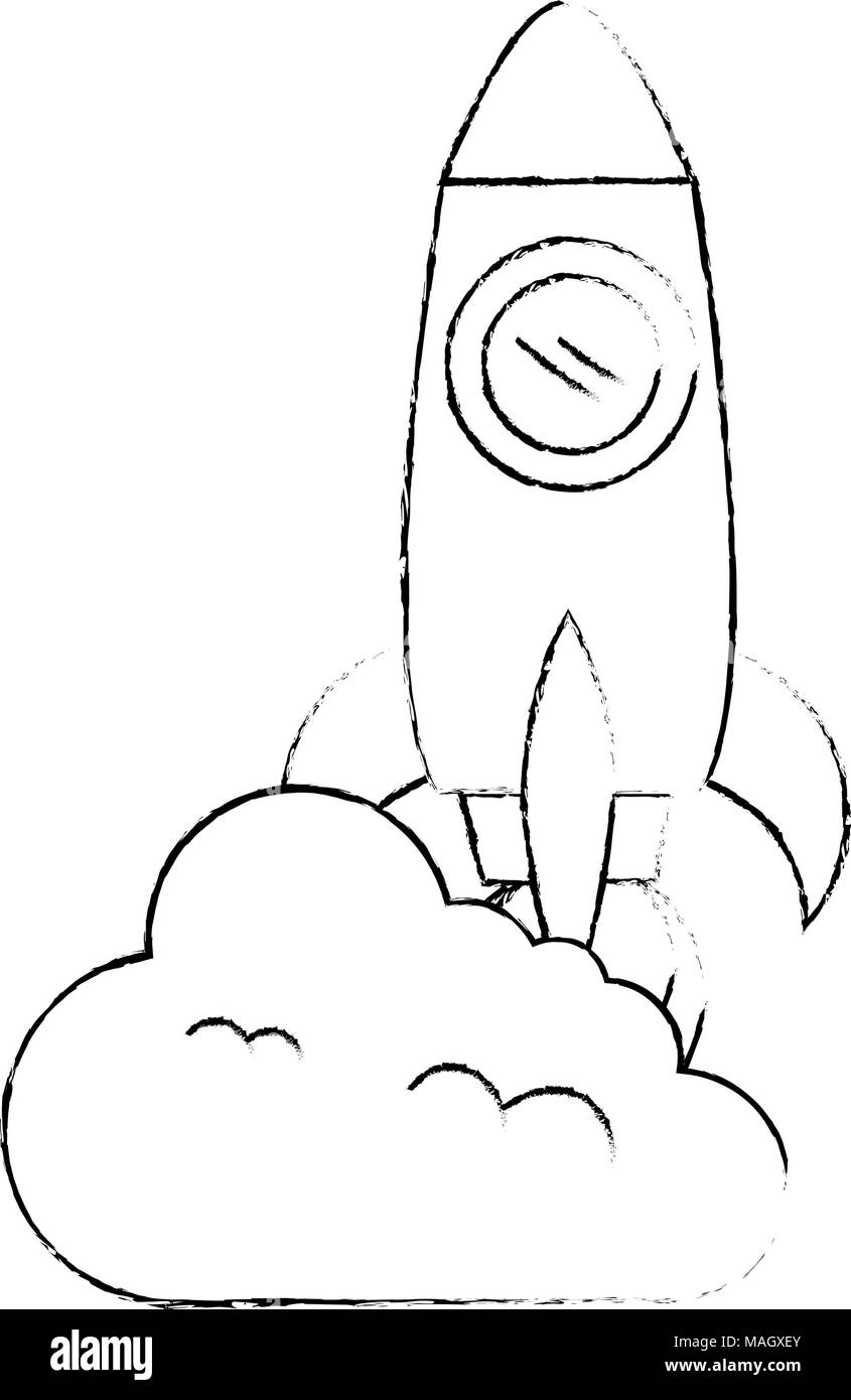rocket launcher with cloud vector illustration design Stock Vector