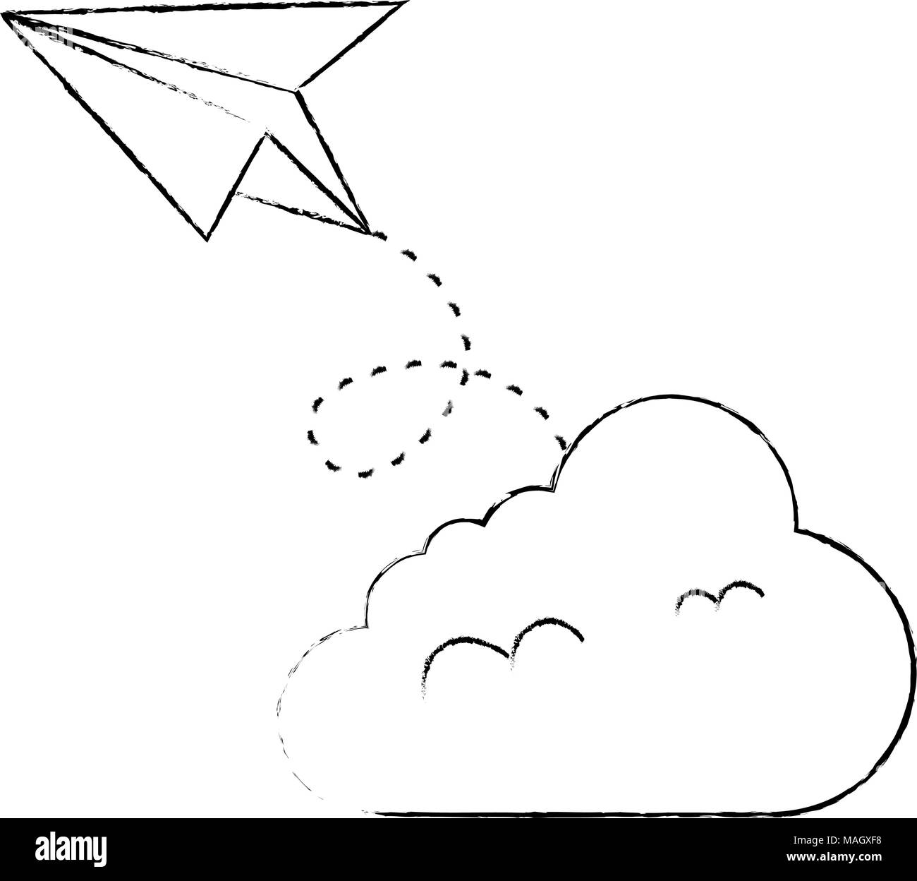 paper airplane flying with cloud vector illustration design Stock ...