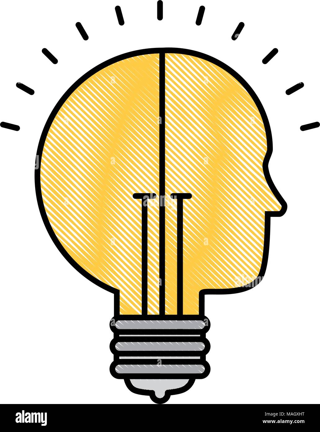 bulb light idea with profile vector illustration design Stock Vector ...