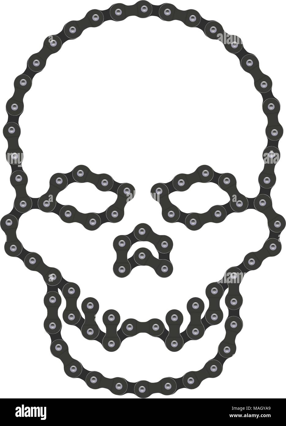 Vector Human Skull Made of Bike or Bicycle Chain. Vector Cranium or ...