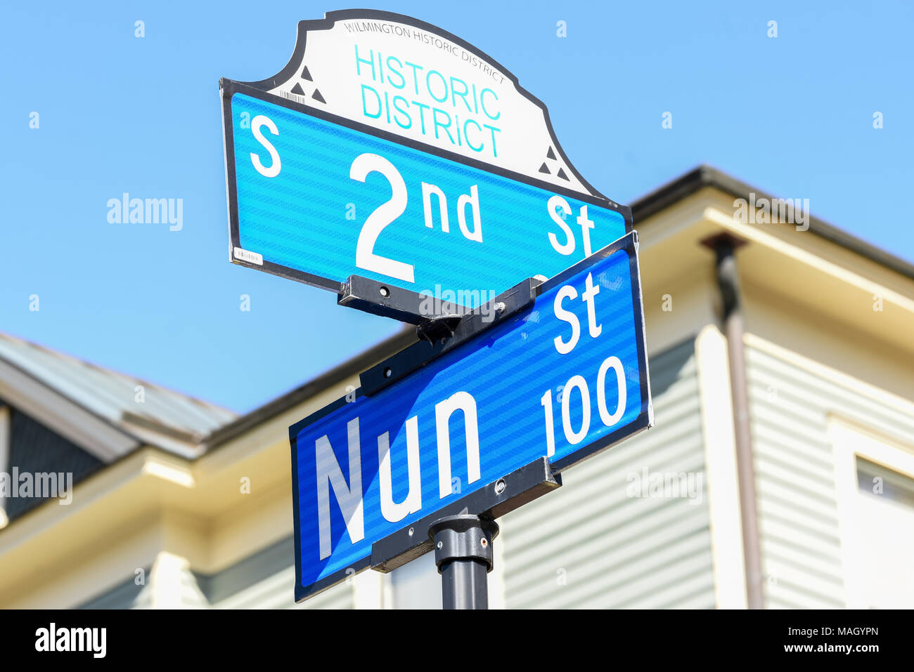 WILMINGTON, NC March 22, 2018 Signs depicting the corner of 2nd