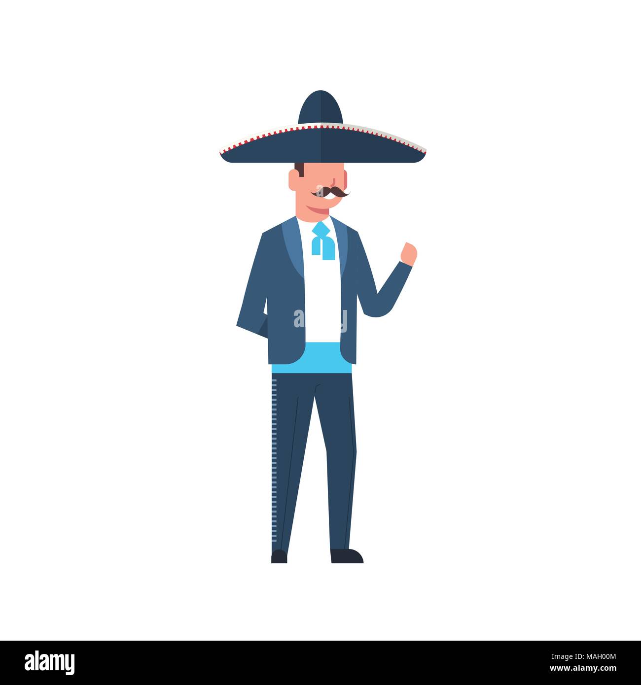 Mexican Guy In Traditional Costume And Sombrero Hat With Mustache