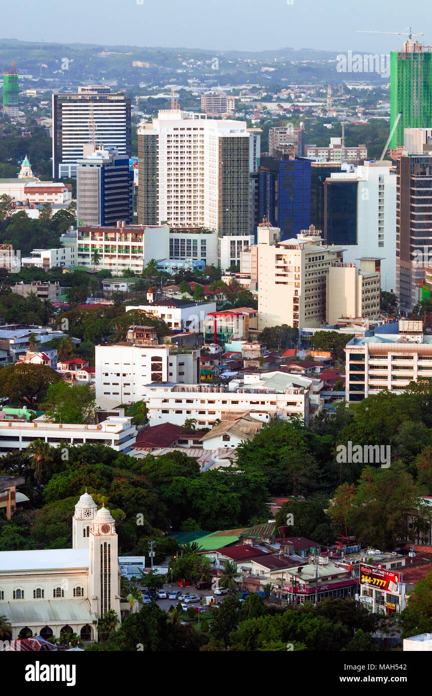 Aerial view of Cebu City looking north with I.T. Park high rise buildings, Philippines Stock Photo