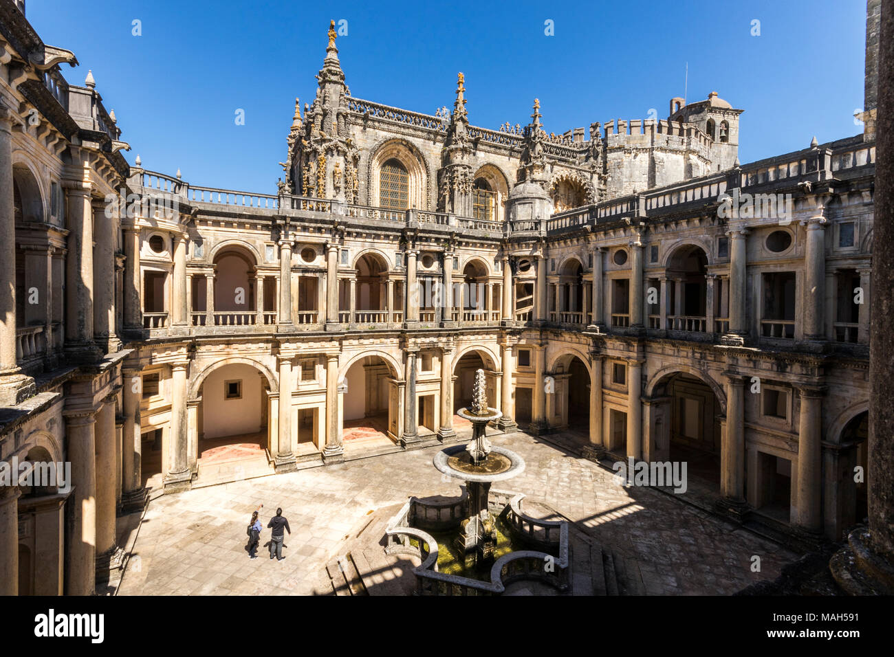 Convent of Christ. Tomar, Portugal. Renaissance Cloister of John III and Manueline style church. World Heritage Site since 1983 Stock Photo