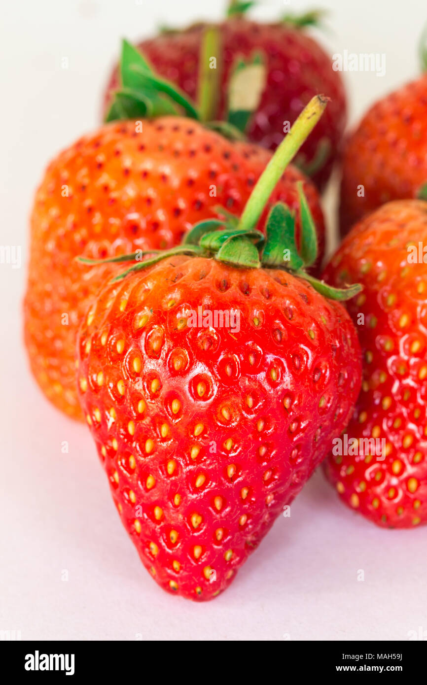 Close up Ripe strawberries on a white background Stock Photo - Alamy
