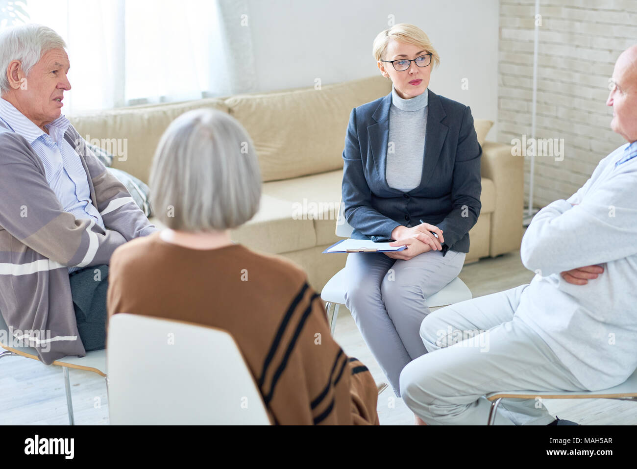 Therapy Circle in Retirement Home Stock Photo Alamy