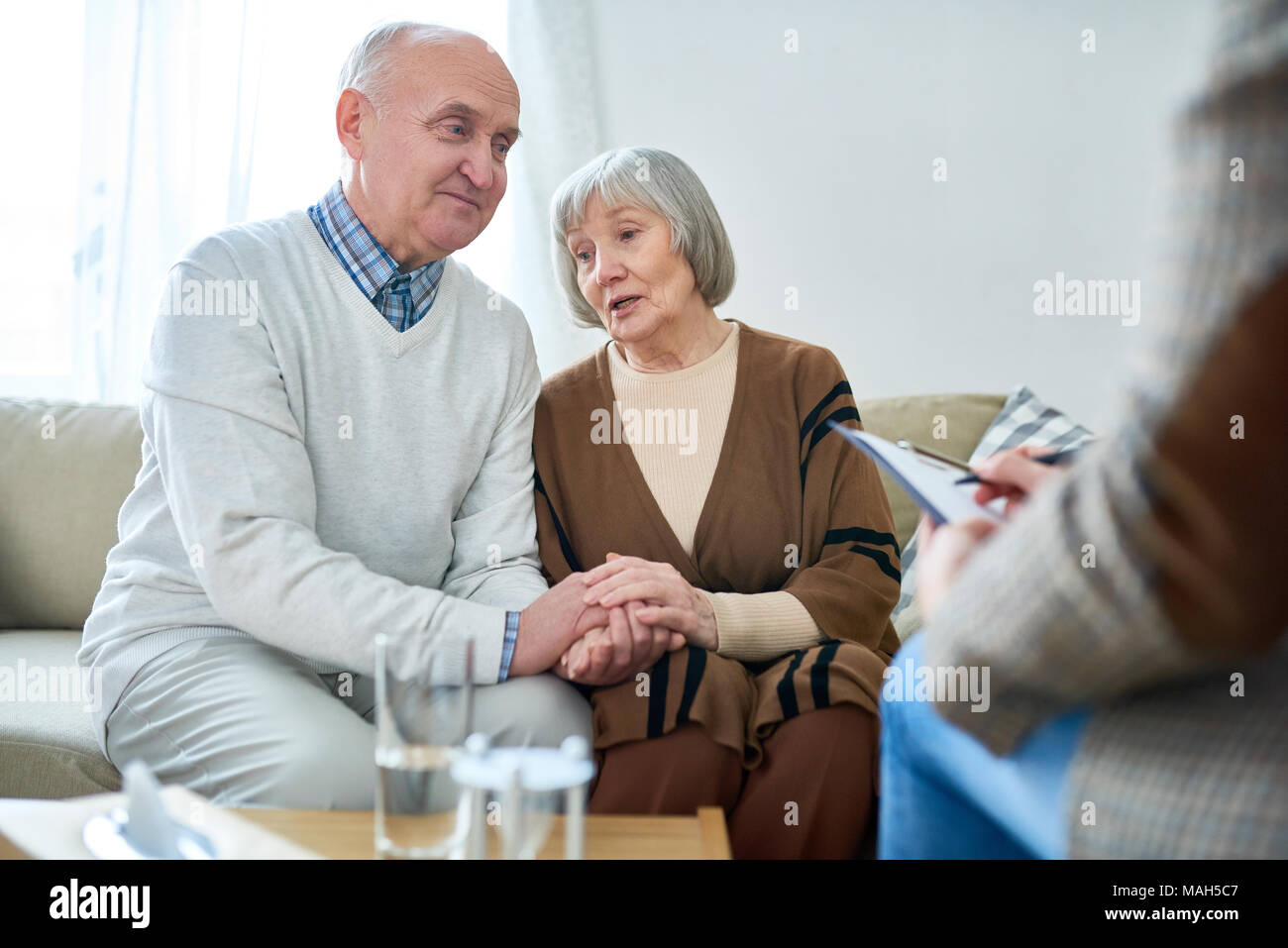 Senior Couple in Therapy Session Stock Photo
