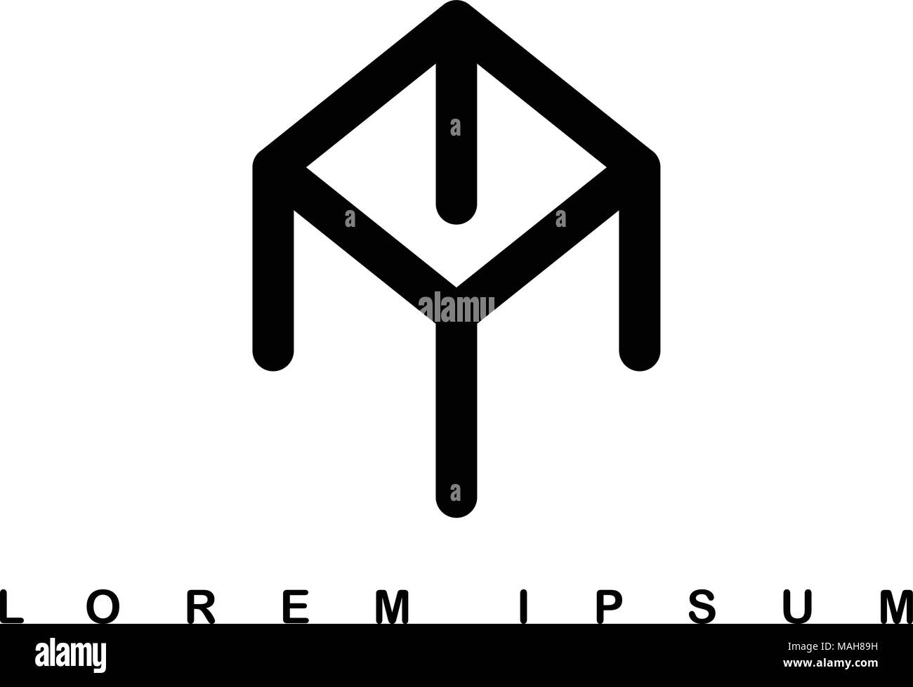 isometric line art sign logo logotype vector illustration Stock Vector