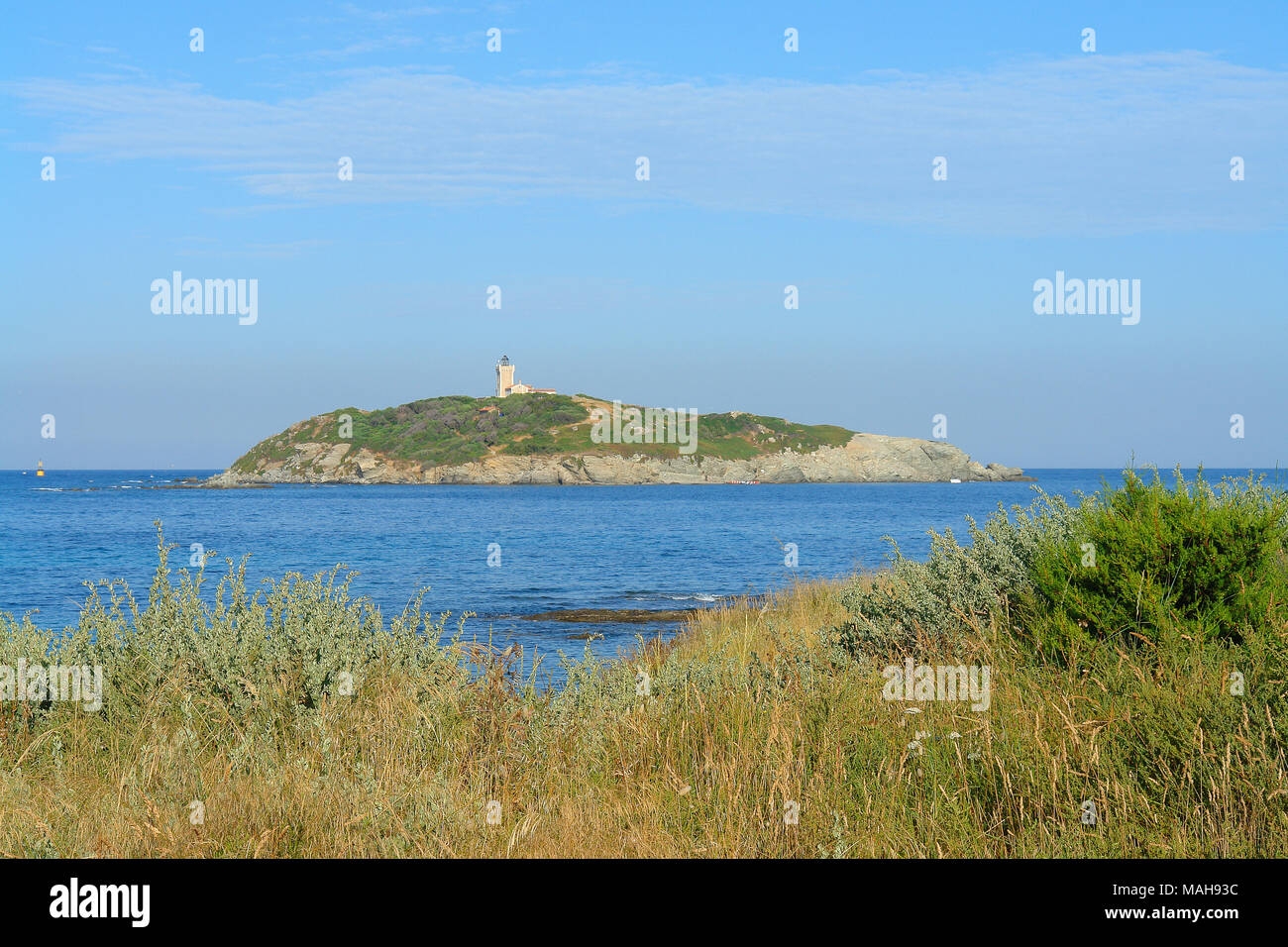 Le Rouveau island from Embiez islands Stock Photo