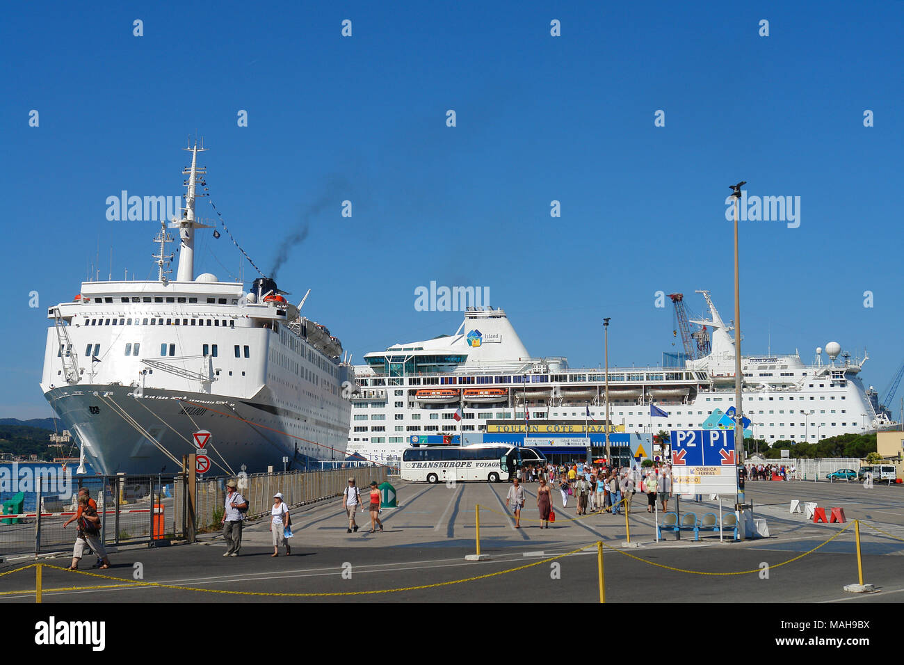 Cruises boats in stop to Toulon Stock Photo