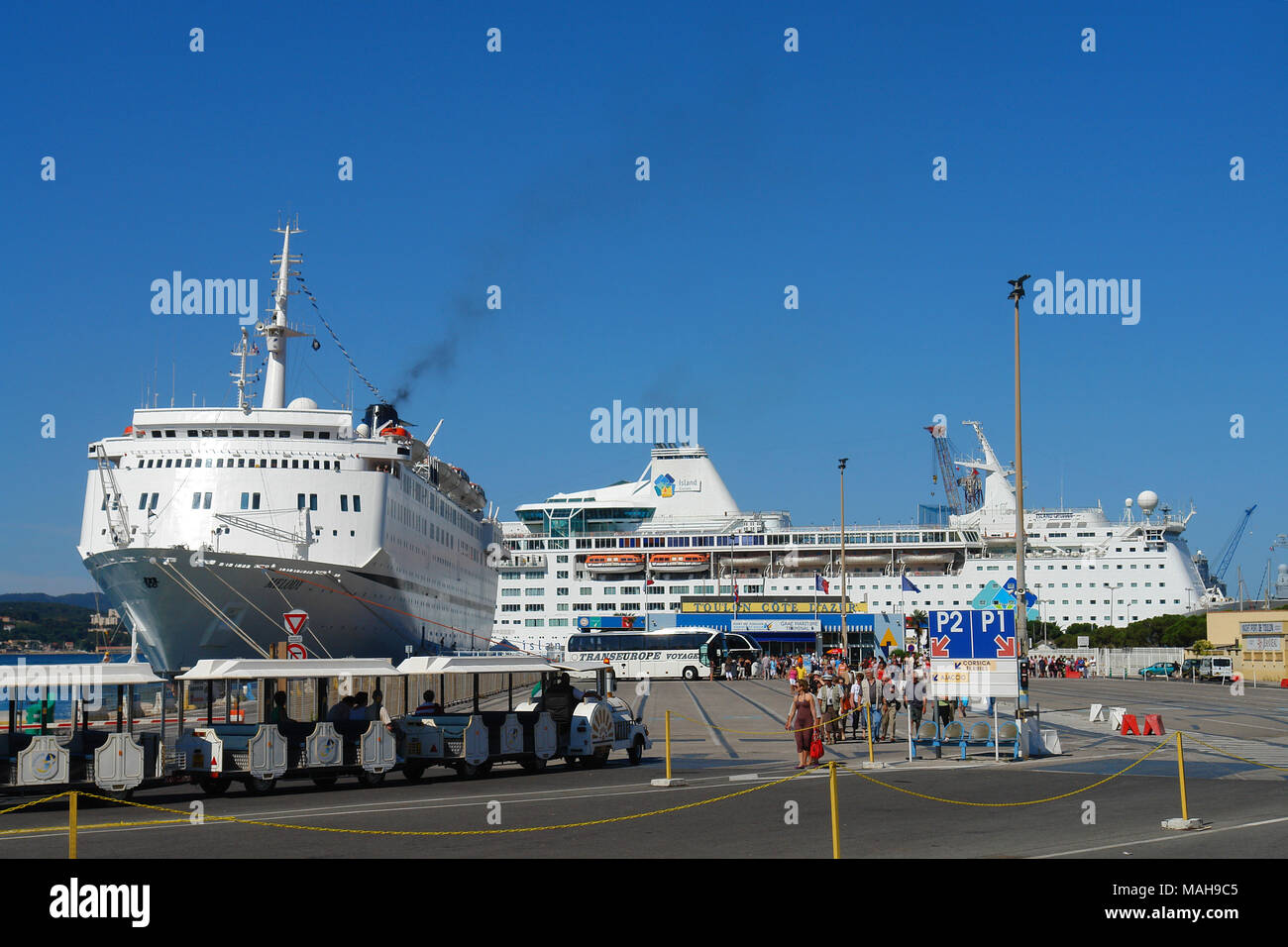 Cruises boats in stop to Toulon Stock Photo