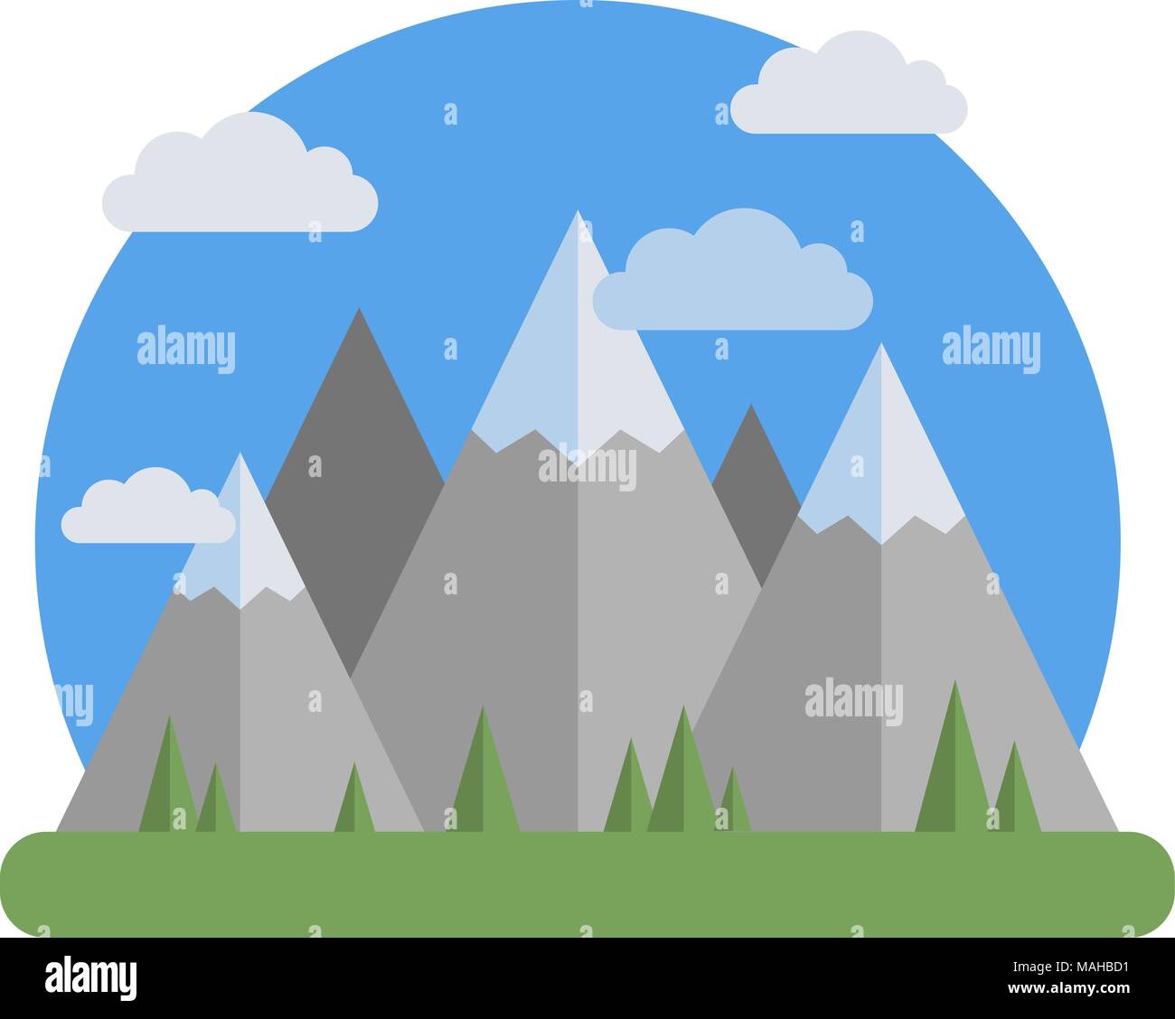 Mountains and clouds in flat design style. Vector illustration Stock ...