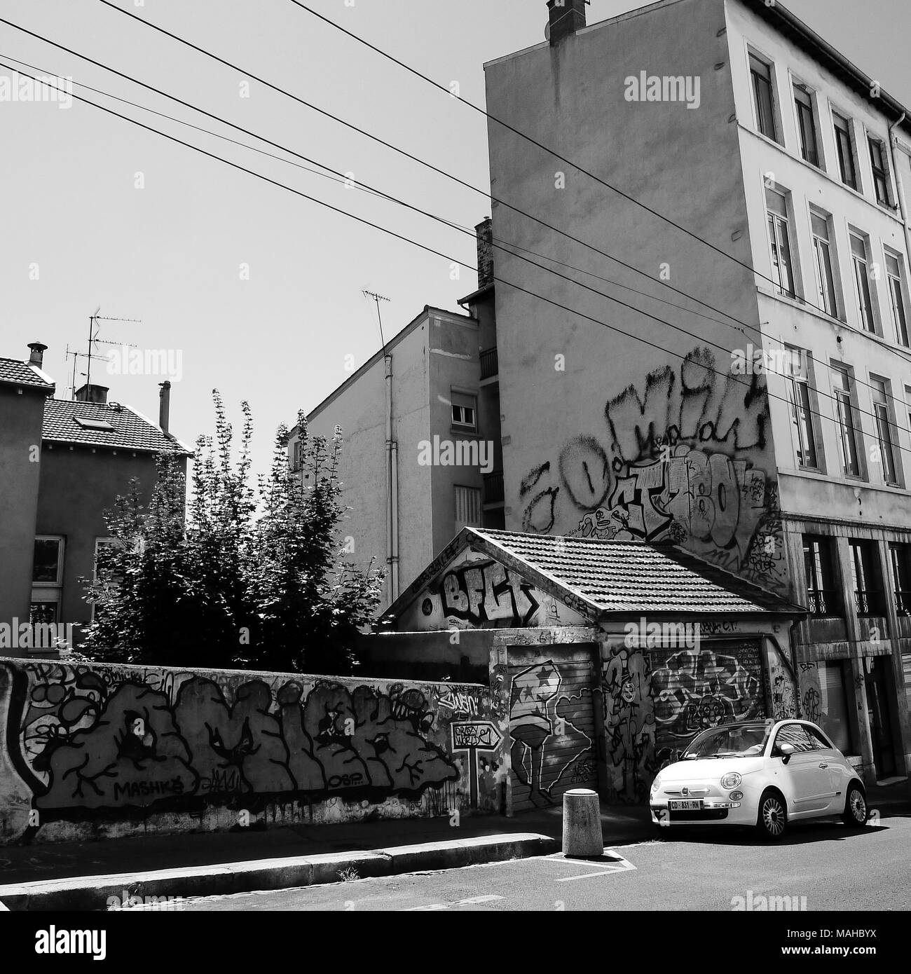 Vintage Car Mural Wallpaper | Black and White Urban Scene main image 0