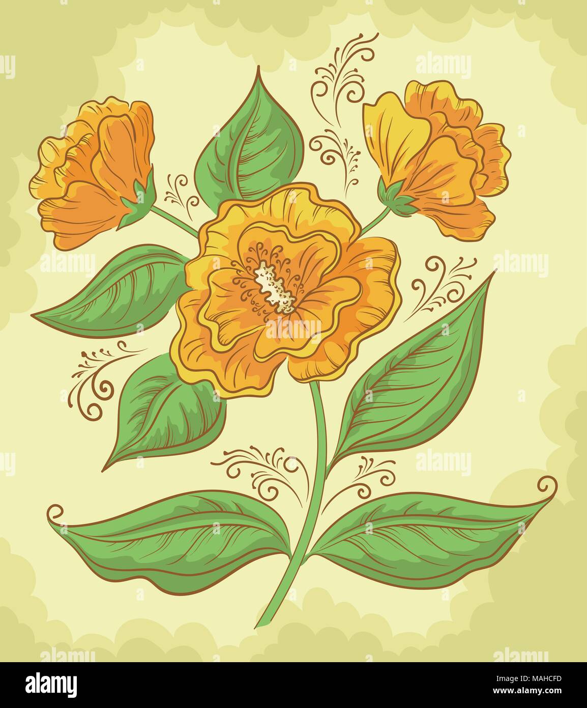 Beautiful orange bloom Stock Vector Images - Alamy