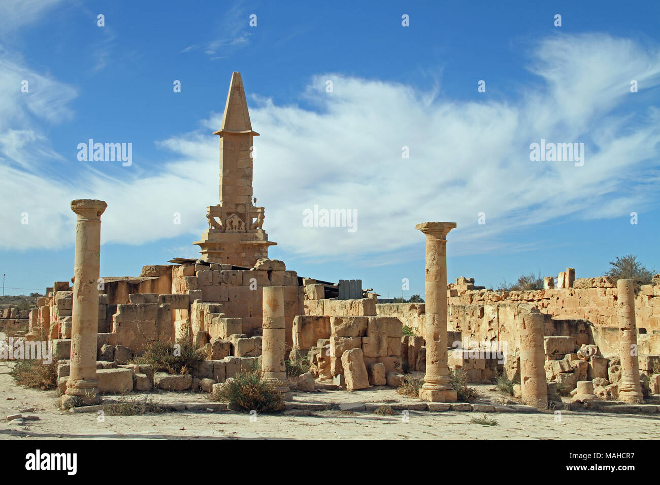 Ancient Roman ruins of Sabratha weat of Tripoli, Libya Stock Photo