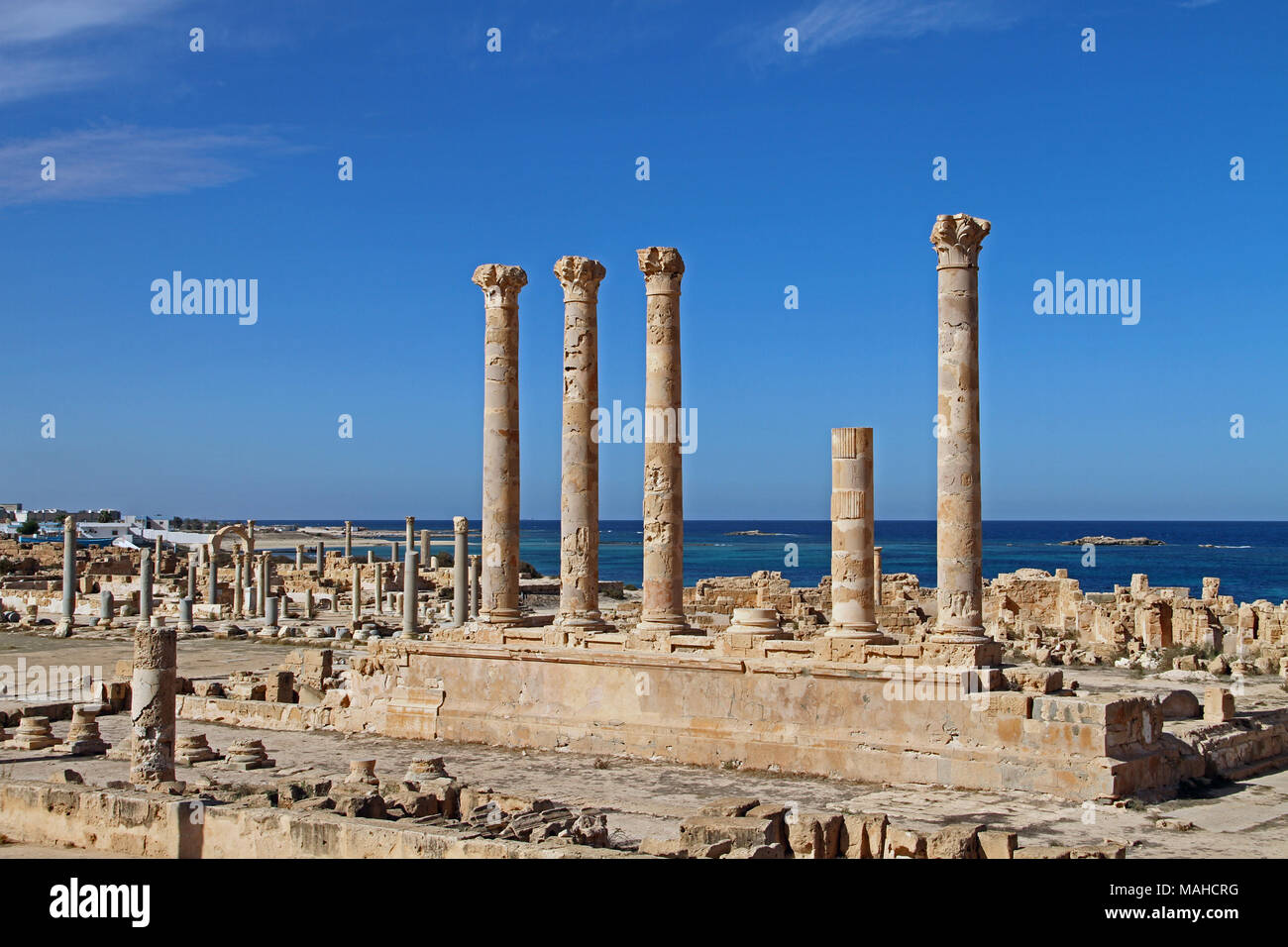 Ancient Roman ruins of Sabratha weat of Tripoli, Libya Stock Photo