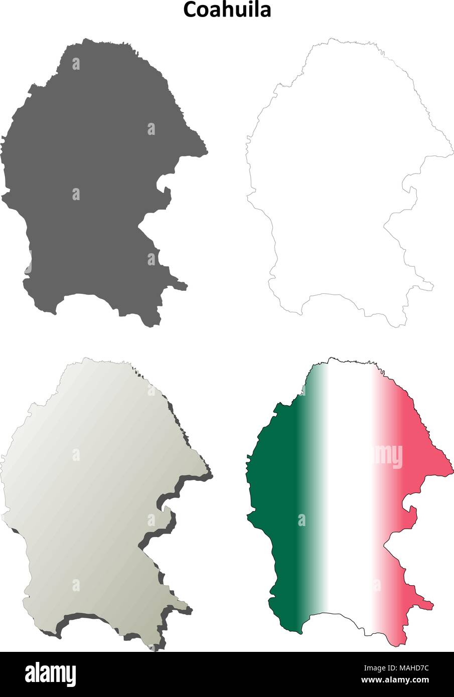 Coahuila mexico state map outline - Coahuila Blank Outline Map Set MAHD7C
