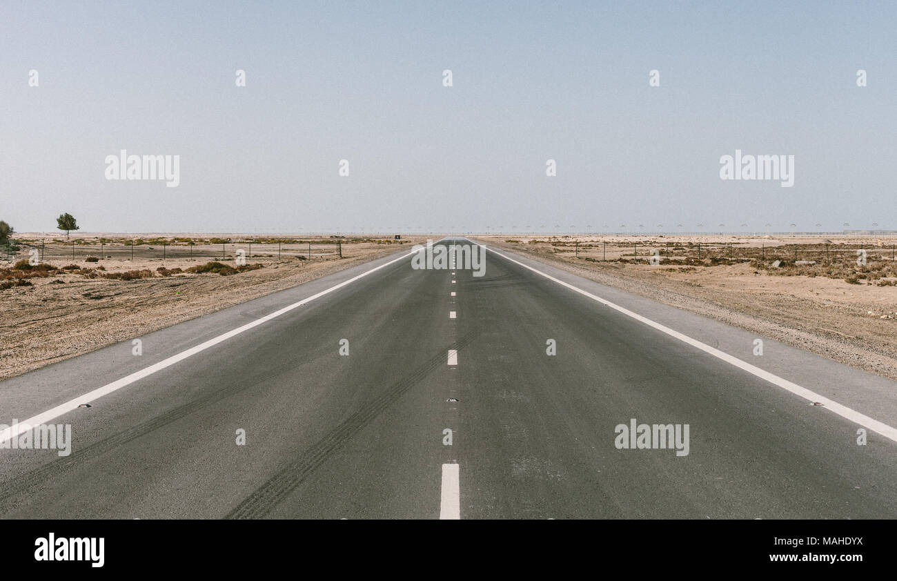 A Desert Highway in Dubai Stock Photo