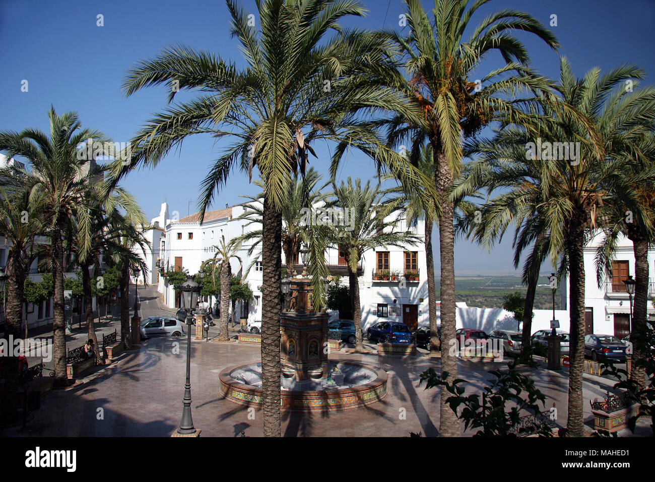 Street scene from Vejer de la Frontera in Spain Stock Photo