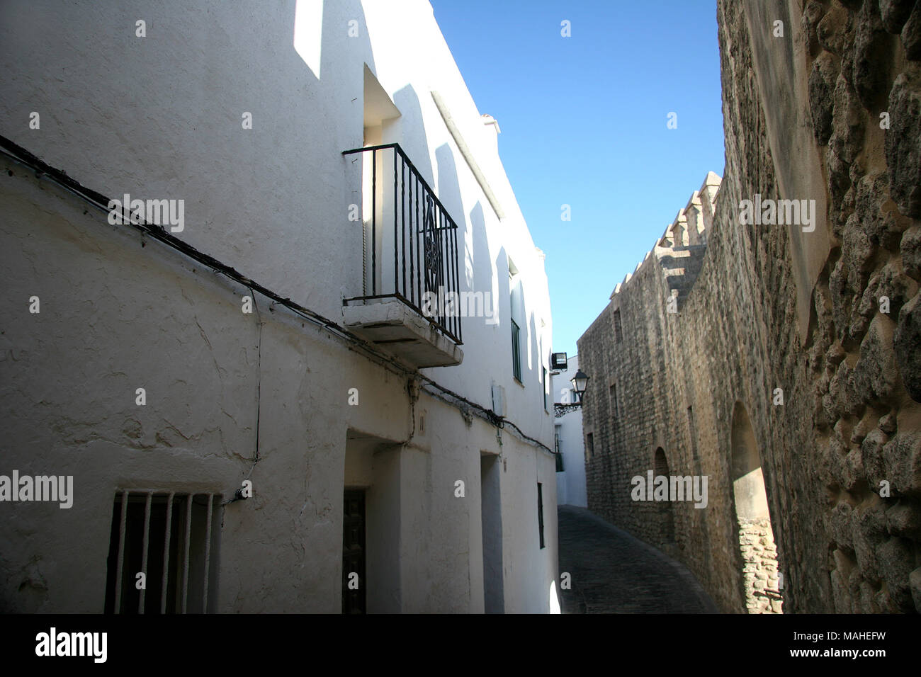 Street scene from Vejer de la Frontera in Spain Stock Photo