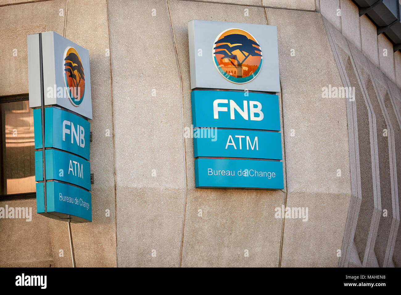 First National Bank (FNB) building, Windhoek, Namibia, Africa Stock Photo