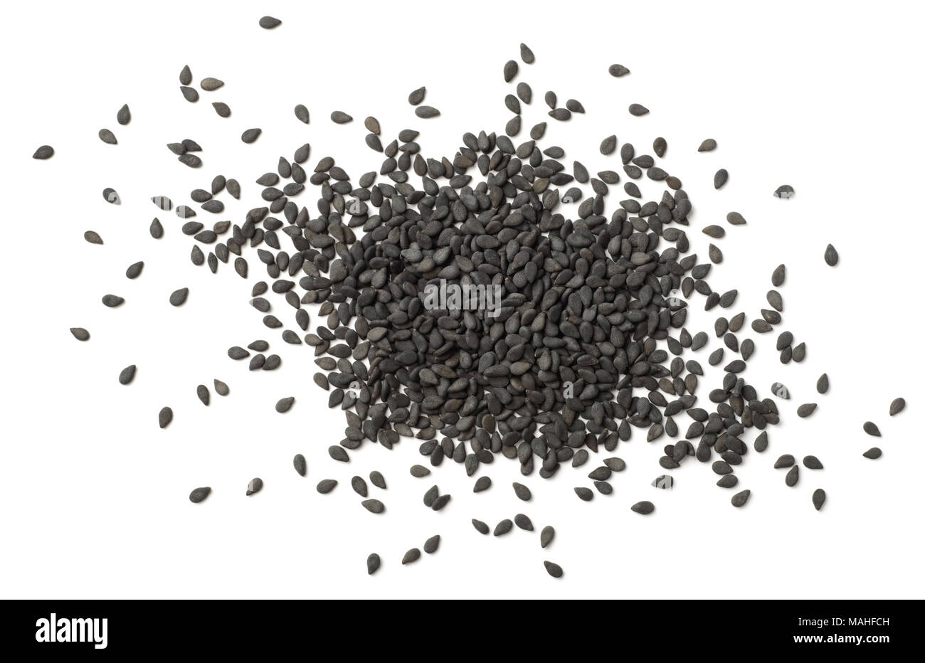 dried black sesame seeds isolated on white Stock Photo Alamy