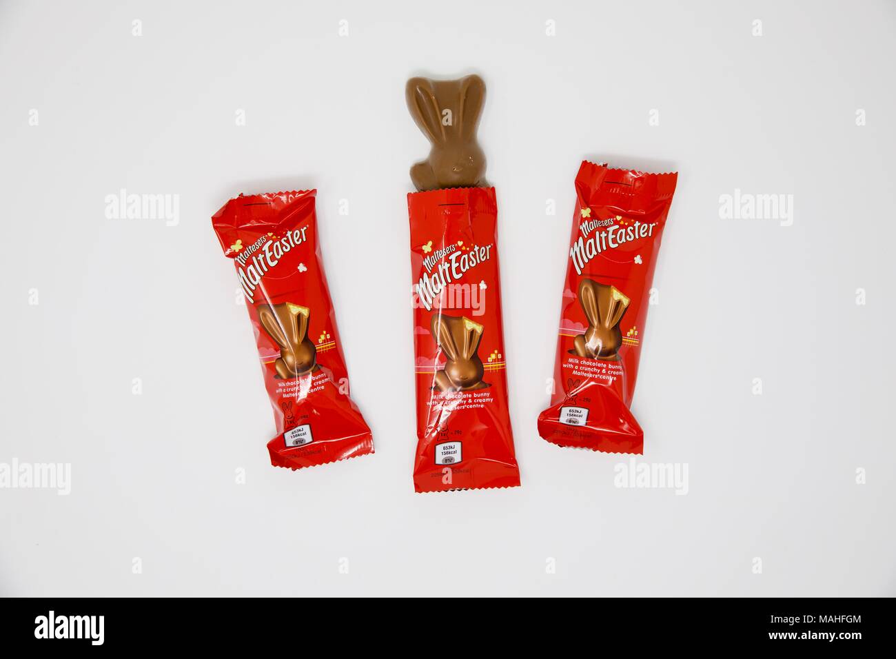 Malteasers Easter Bunnies on a white background Stock Photo