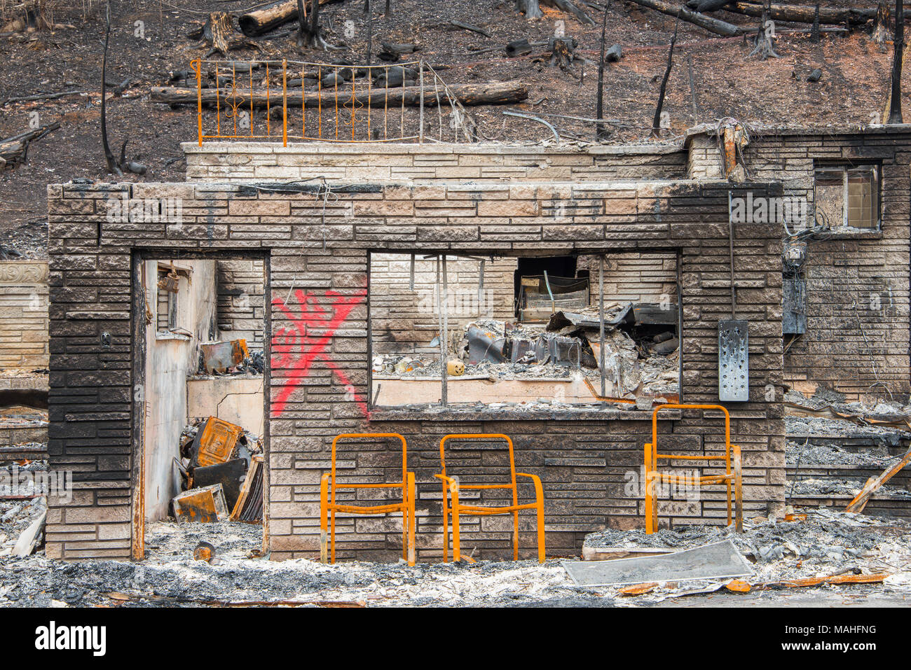 Fire damage, Gatlinburg & Pigeon Forge,, TN, USA, by Bill Lea/Dembinsky Photo Assoc Stock Photo