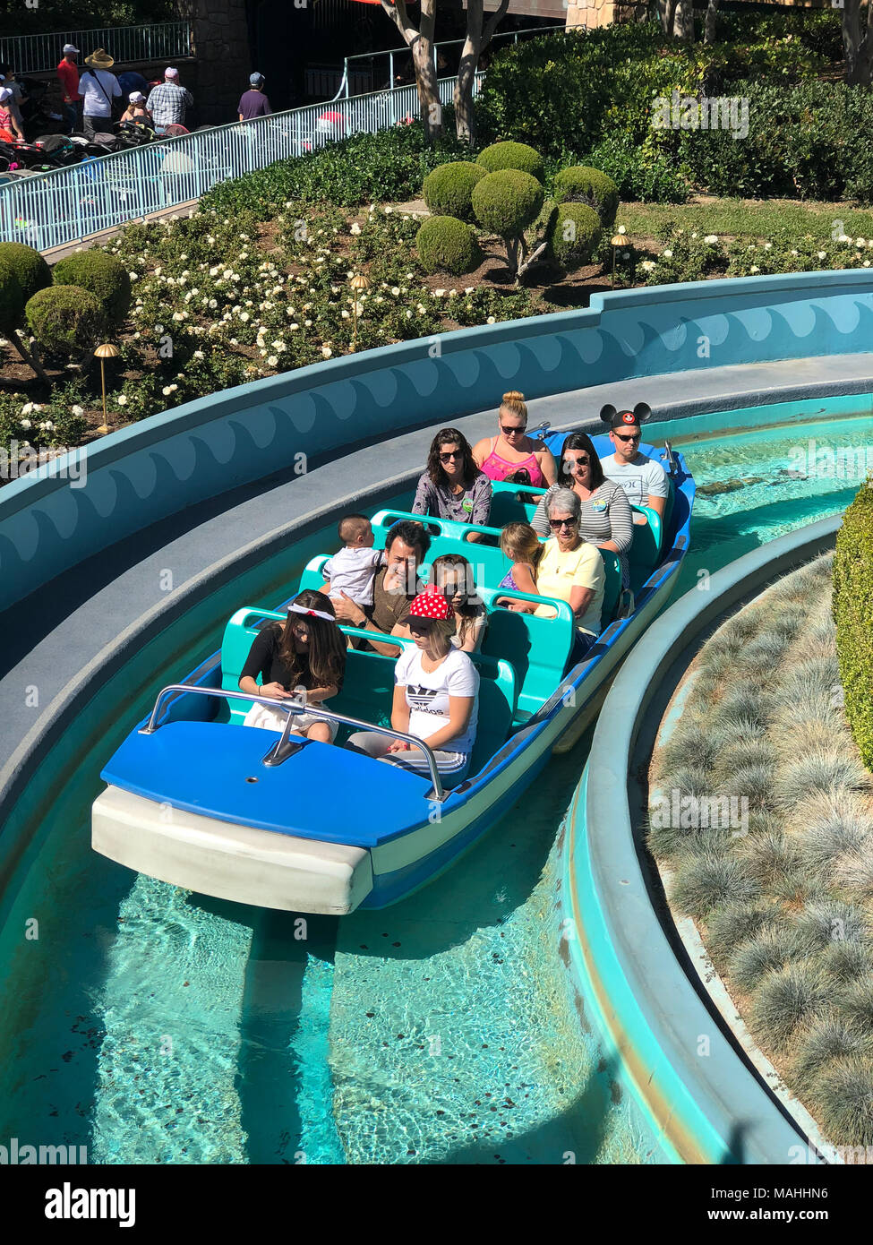 ANAHEIM, CA - OCTOBER 16, 2017: Boats on the Small World ride at ...