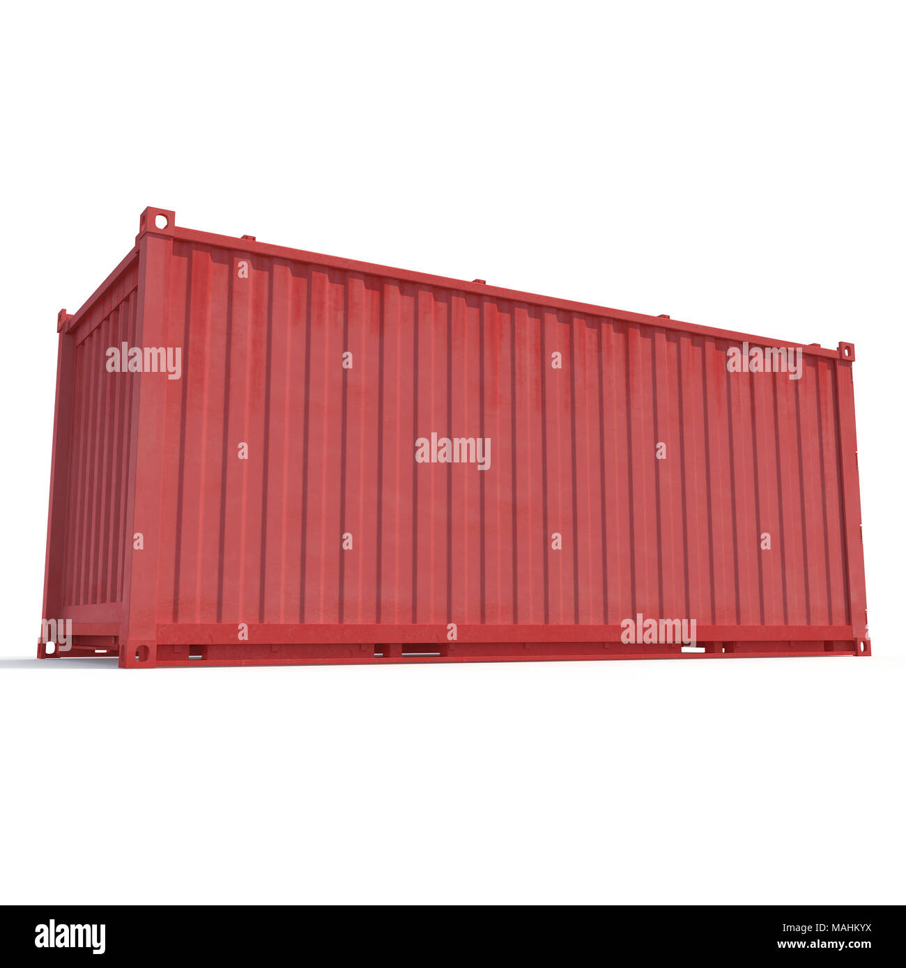 Red shipping container isolated on white. 3D illustration, clipping path Stock Photo