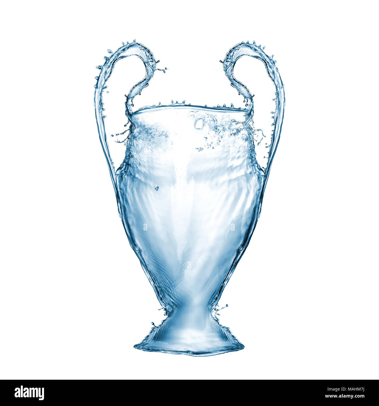 Football cup made from water splashes isolated on white background Stock  Photo - Alamy