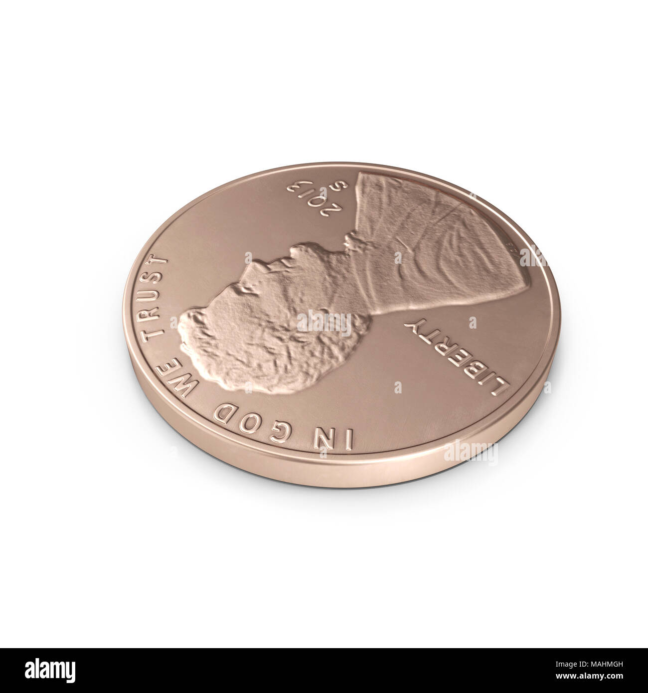 United States Lincoln Penny isolated over white. 3D illustration, clipping path Stock Photo