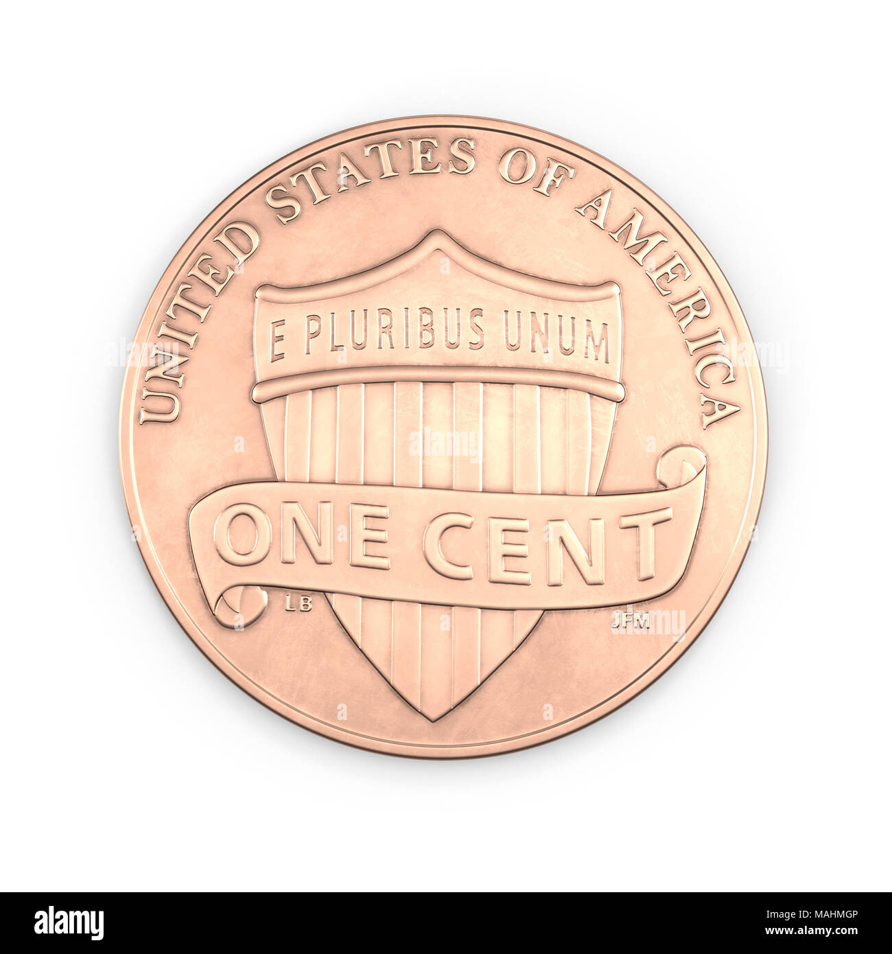 One Penny coin isolated over white. 3D illustration, clipping path Stock Photo
