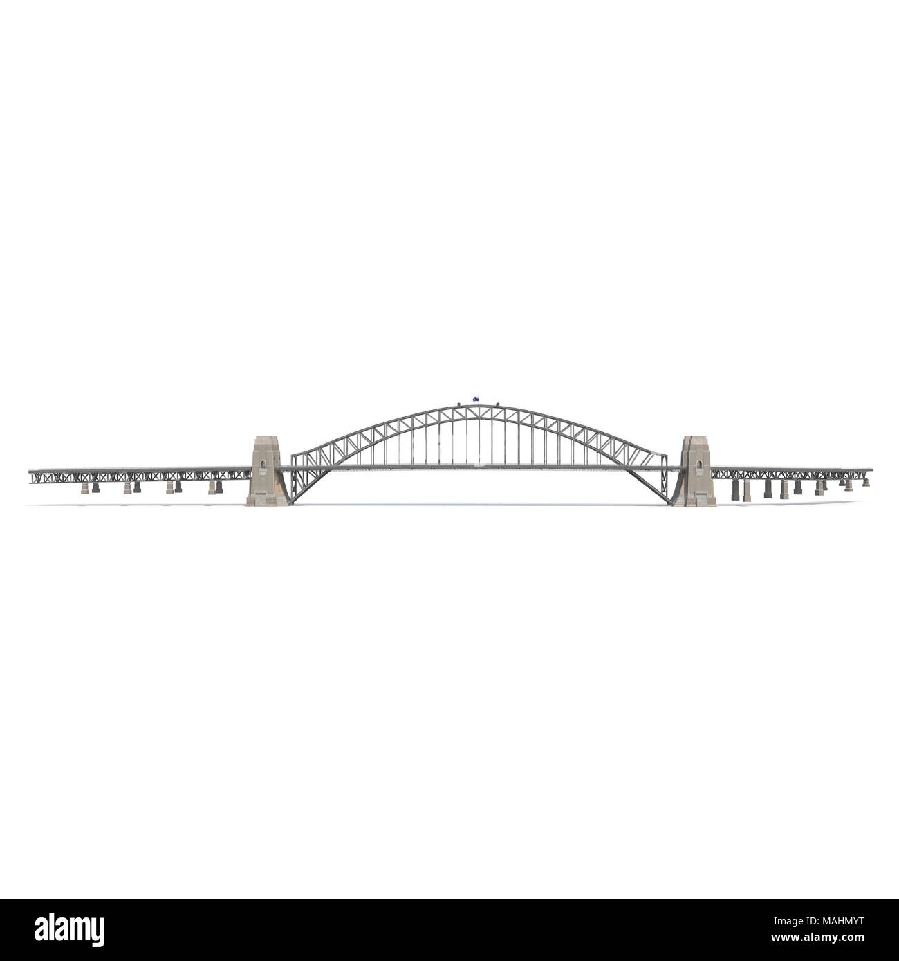 sydney-harbour-bridge-on-white-side-view-3d-illustration-stock-photo