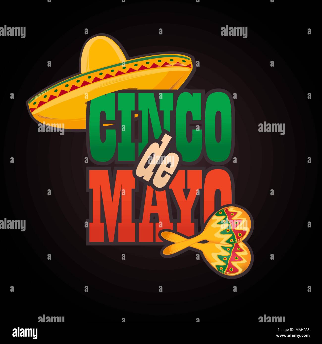 Cinco de Mayo lettering greeting text vector illustration. Stock Vector