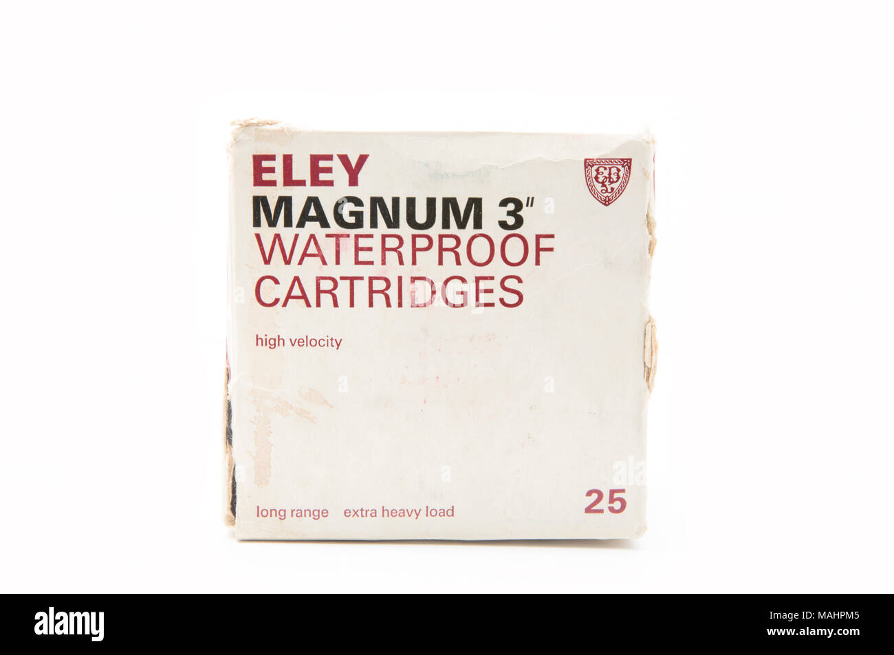 An old Eley Magum 3in waterproof cartridges box. UK Stock Photo