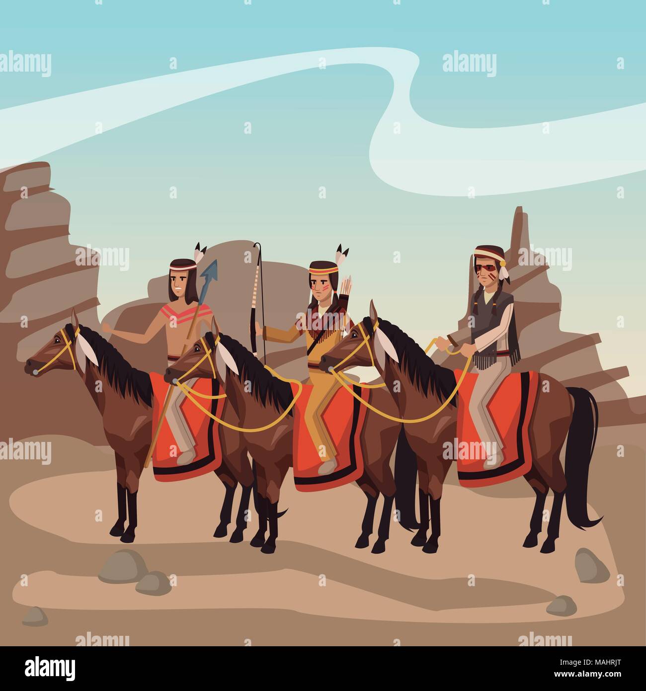 American indian warriors tribe Stock Vector Image & Art - Alamy