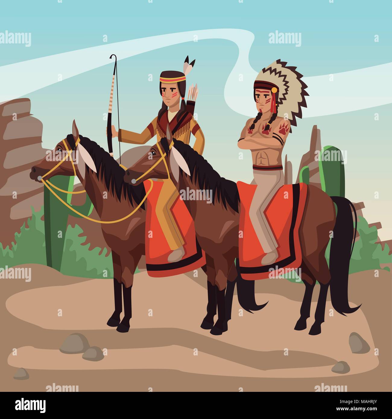 American indian warriors tribe Stock Vector Image & Art - Alamy