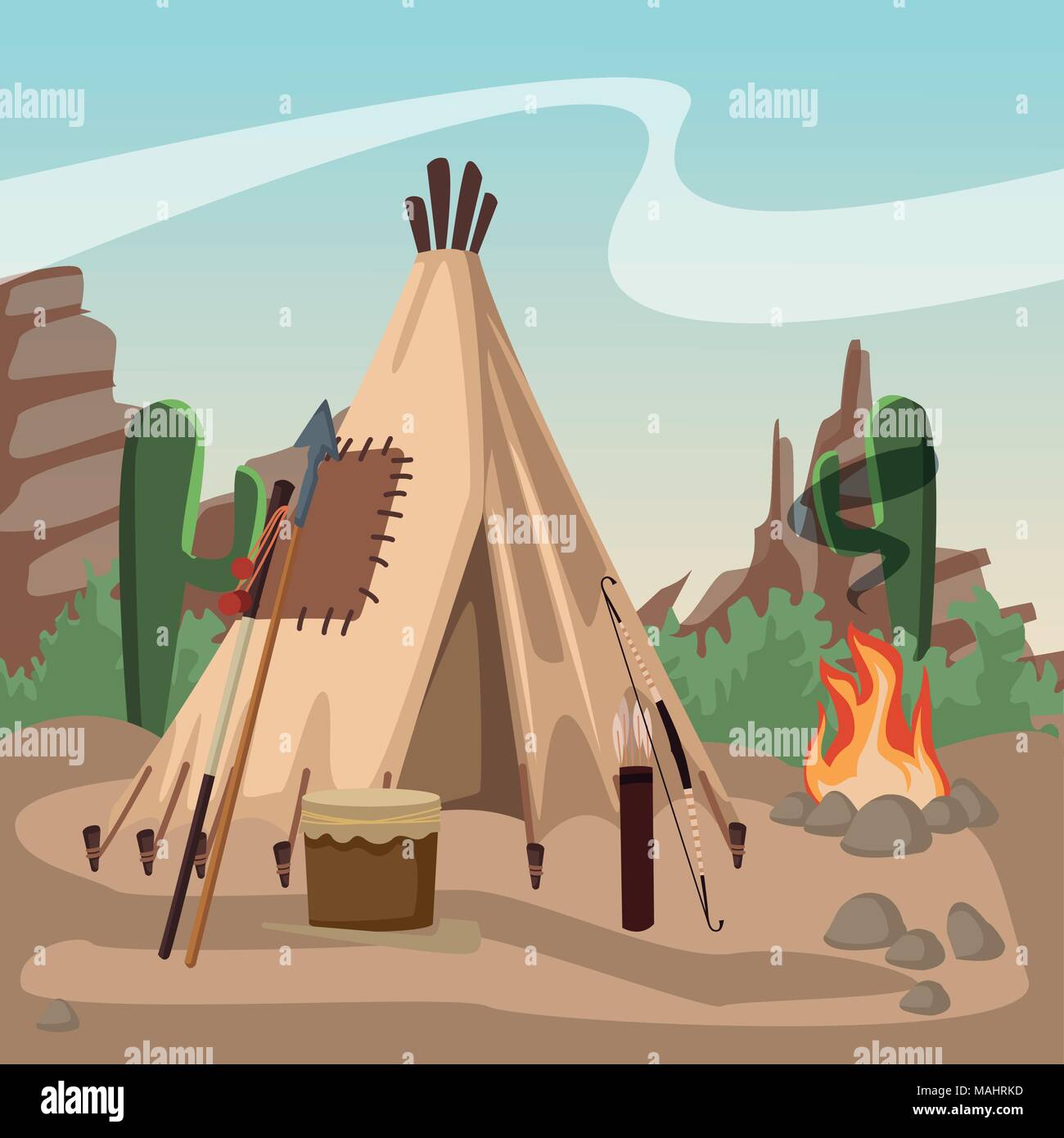 Amerinca indian village Stock Vector Image & Art - Alamy