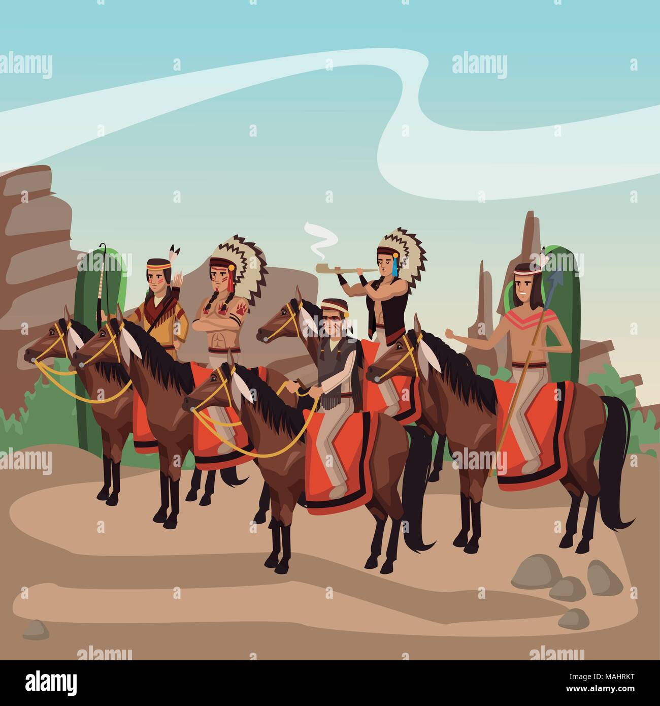 American indian warriors tribe Stock Vector Image & Art - Alamy