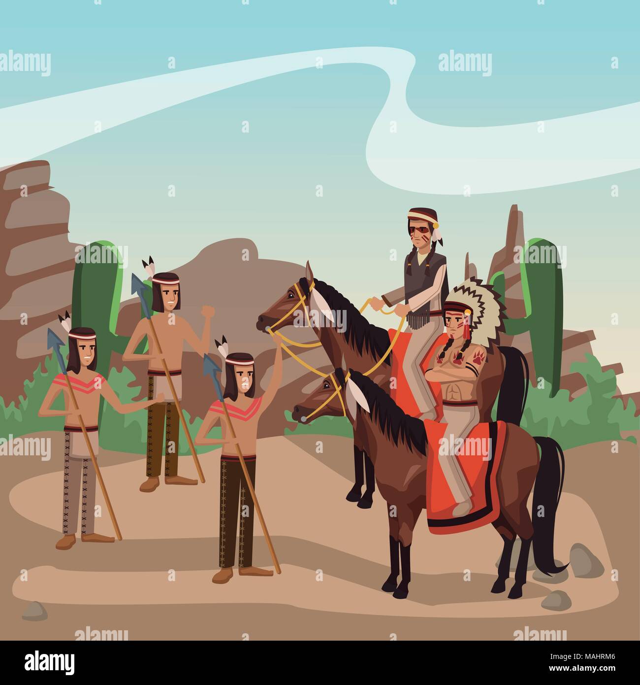 American indian warriors tribe Stock Vector Image & Art - Alamy